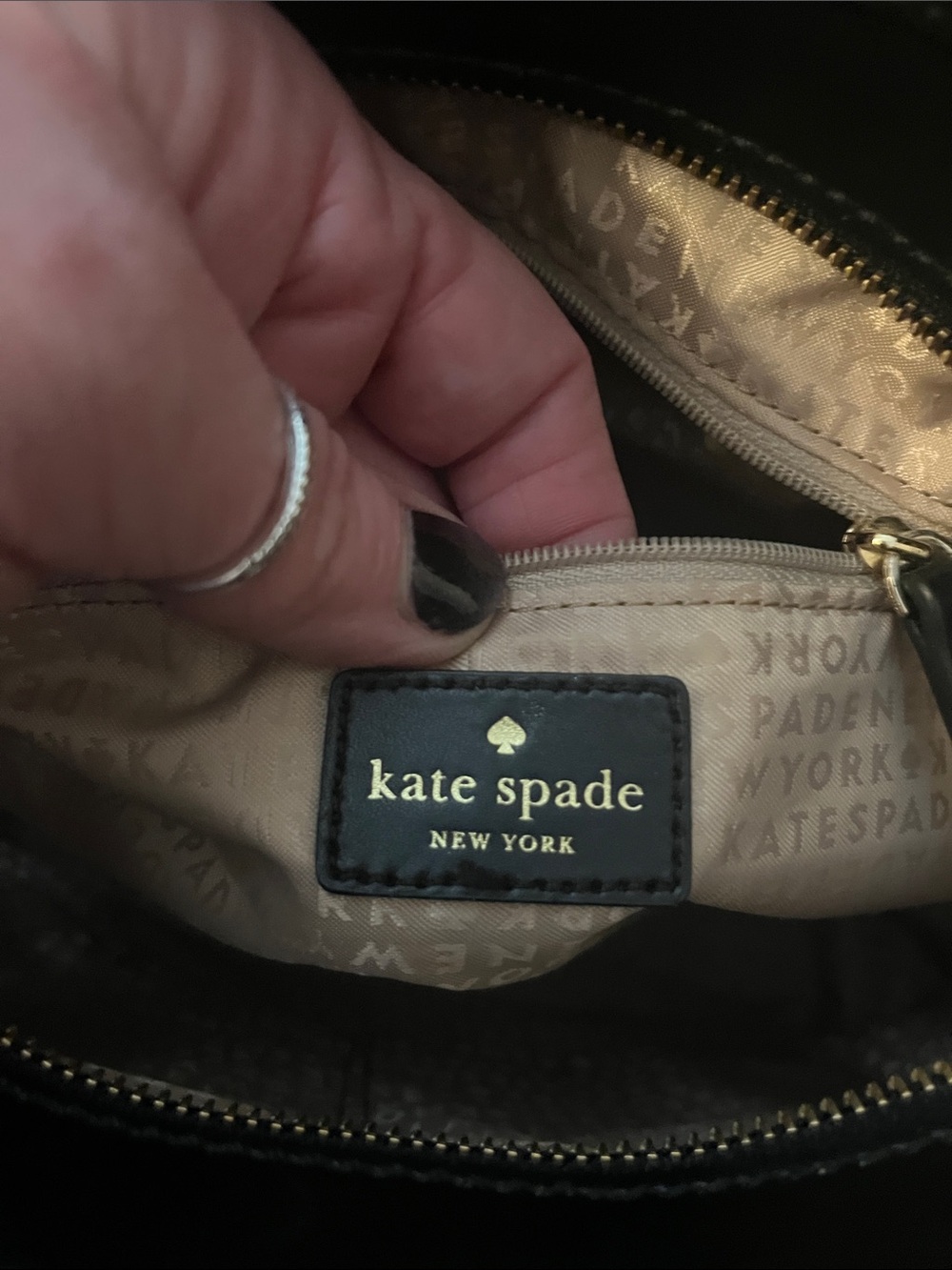kate spade Cream Woven Tote with Black Trim - Picture 6 of 12
